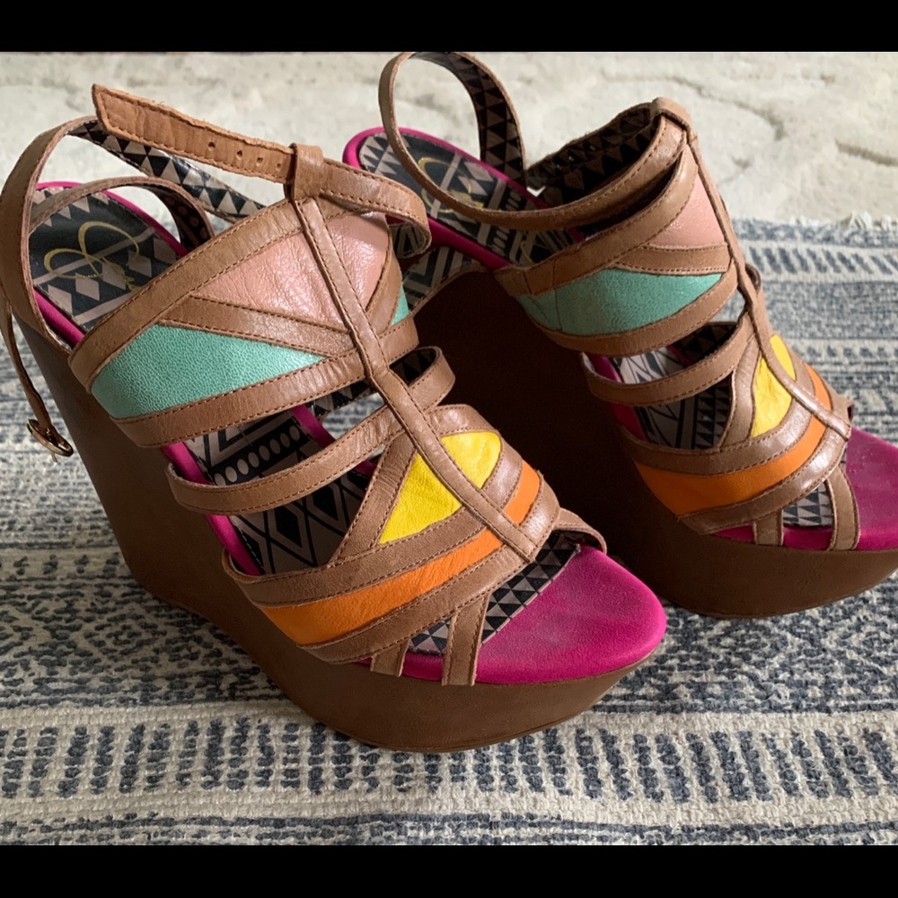 Jessica Simpson Multi- Colored Wedges Size 9/9.5